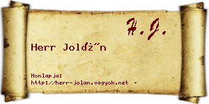Herr Jolán névjegykártya
